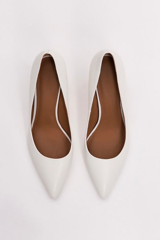 Туфли лодочки из кожи, молочный