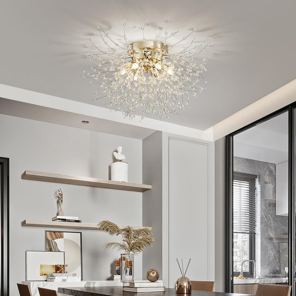 Люстра потолочная Lanbos, 6 LED ламп G9, до 90 Вт, до 15 кв м, золотая