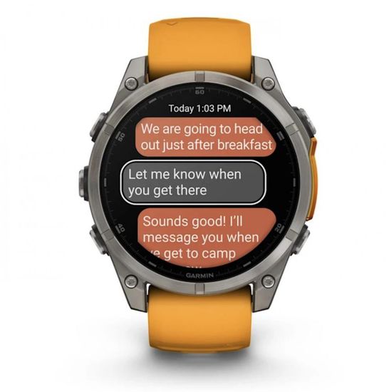 Умные часы Garmin Fenix 8, 51 мм, AMOLED, Sapphire Titanium with spark orange/graphite silicone band