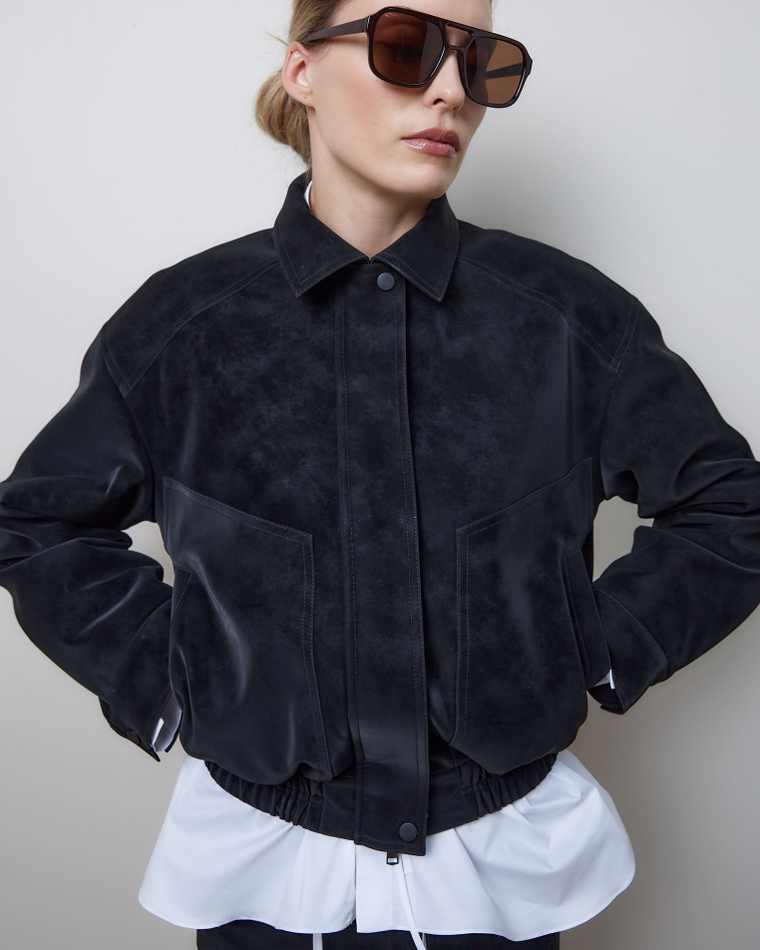 Куртка утепленная из искусственной замши черный