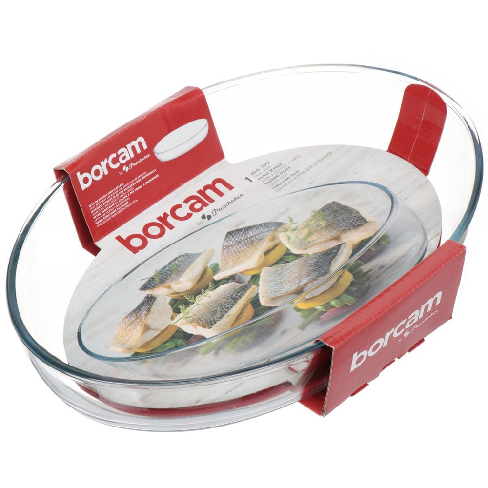 Форма для выпечки стекло, 24.5х35.1 см, 3 л, овал, Borcam, 59074