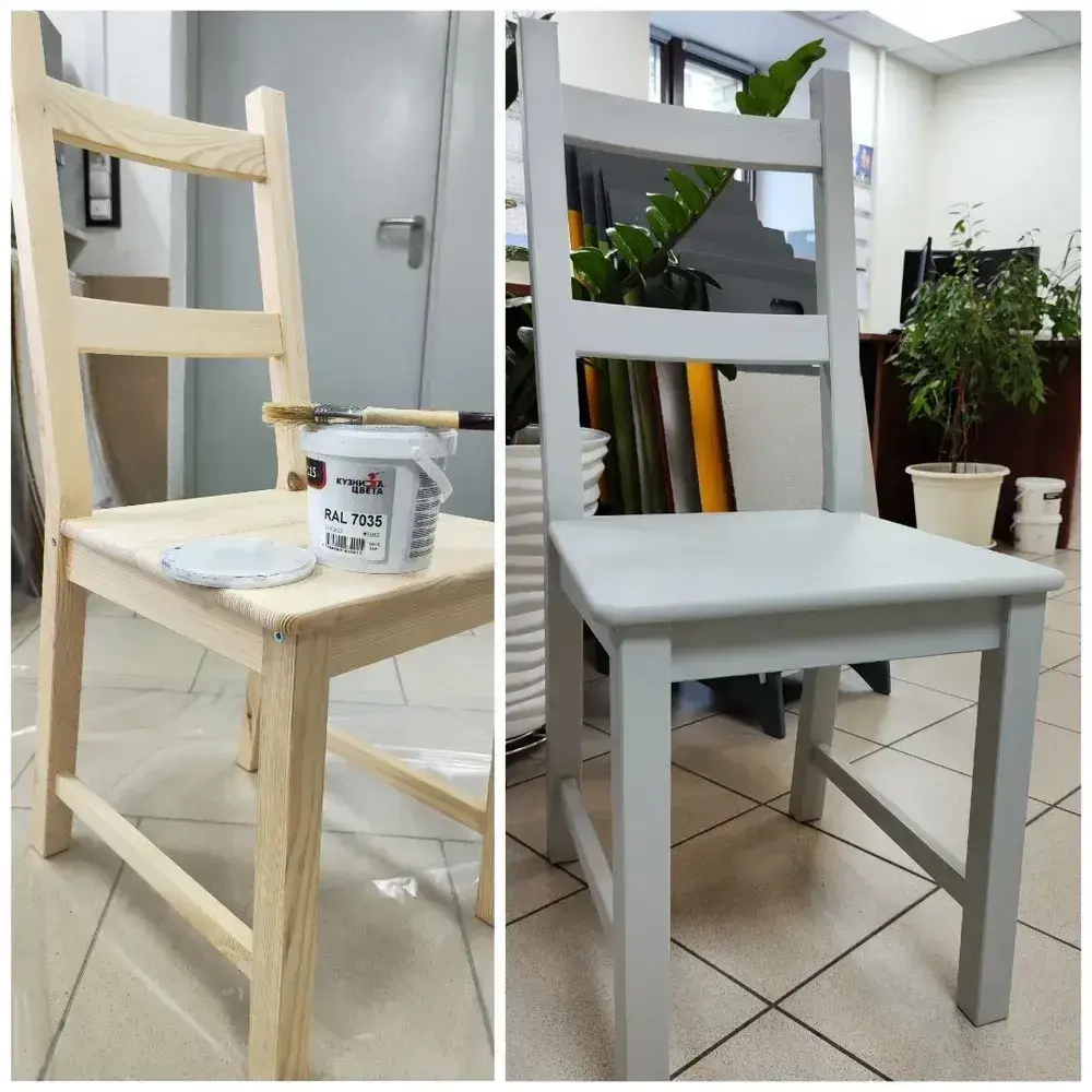 Краска для мебели и дерева без запаха Темно-серый 0.8л