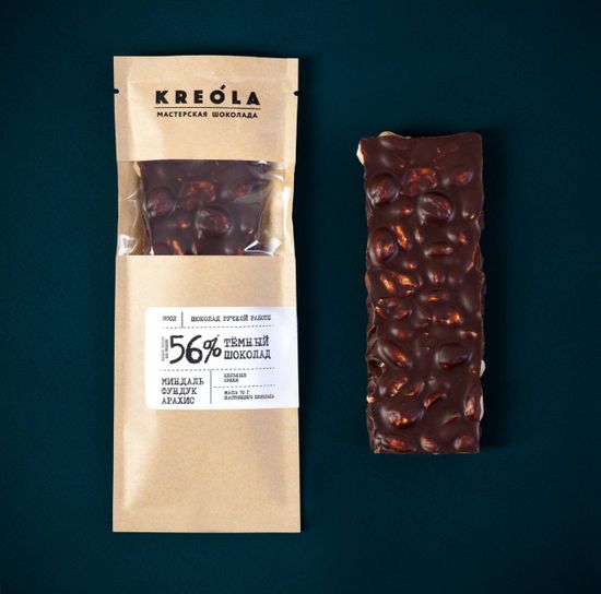 Плитка из молочного шоколада с фундуком, миндалем, арахисом 60 гр