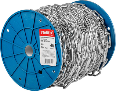 Цепь сварная длиннозвенная, оцинк. М5 DIN 763 (бухта 40 м) STARFIX