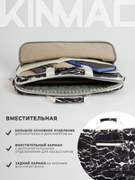 Сумка для ноутбука 15,6" и 17" с ремнем на плечо и большим карманом спереди (Черный мрамор)