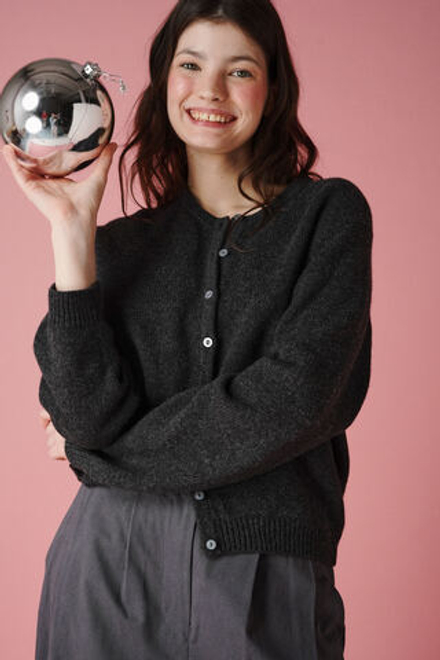 Кардиган из кашемира с мериносом графитового цвета