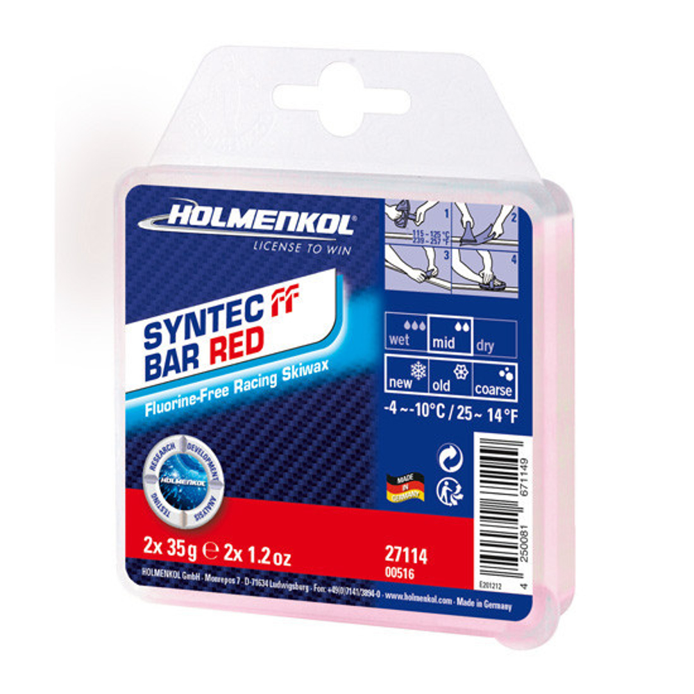 HOLMENKOL 27114 синтетическая бесфторовая гоночная мазь - Syntec FF Bar RED