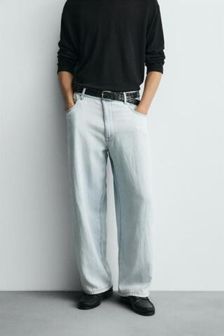 ZARA ЛЕГКИЕ ДЖИНСЫ LOOSE WIDE FIT, ГОЛУБОЙ