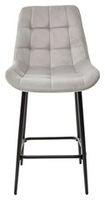 Полубарный стул ХОФМАН, цвет H-09 Светло-серый, велюр / черный каркас H=63cm
