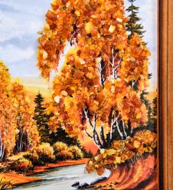 AMB-74/66 Картина «Красота природы» (с янтарной крошкой) дер.краш.рамка 12х15