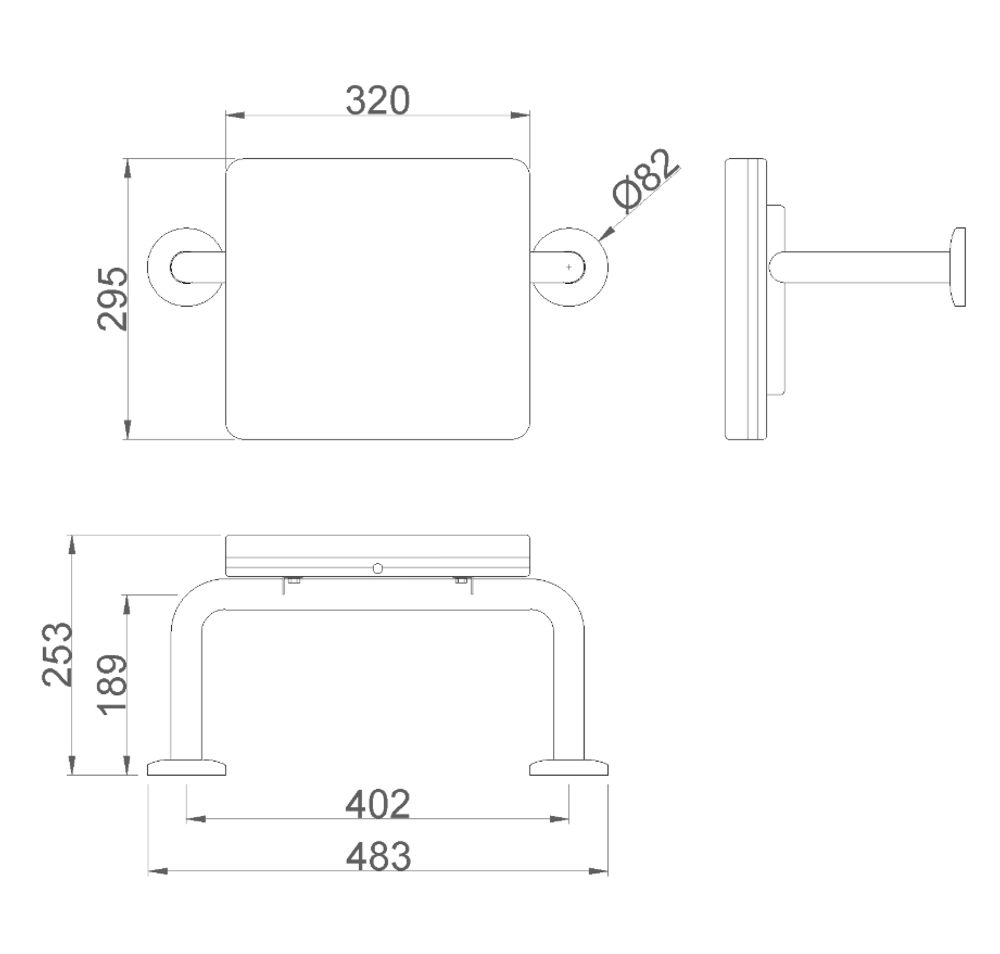 Спинка для туалета настенная полиуретан/нерж. сталь NOFER 15075.N чёрный