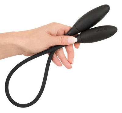 Черный двойной вибростимулятор Double Vibrator (Цвет: черный)