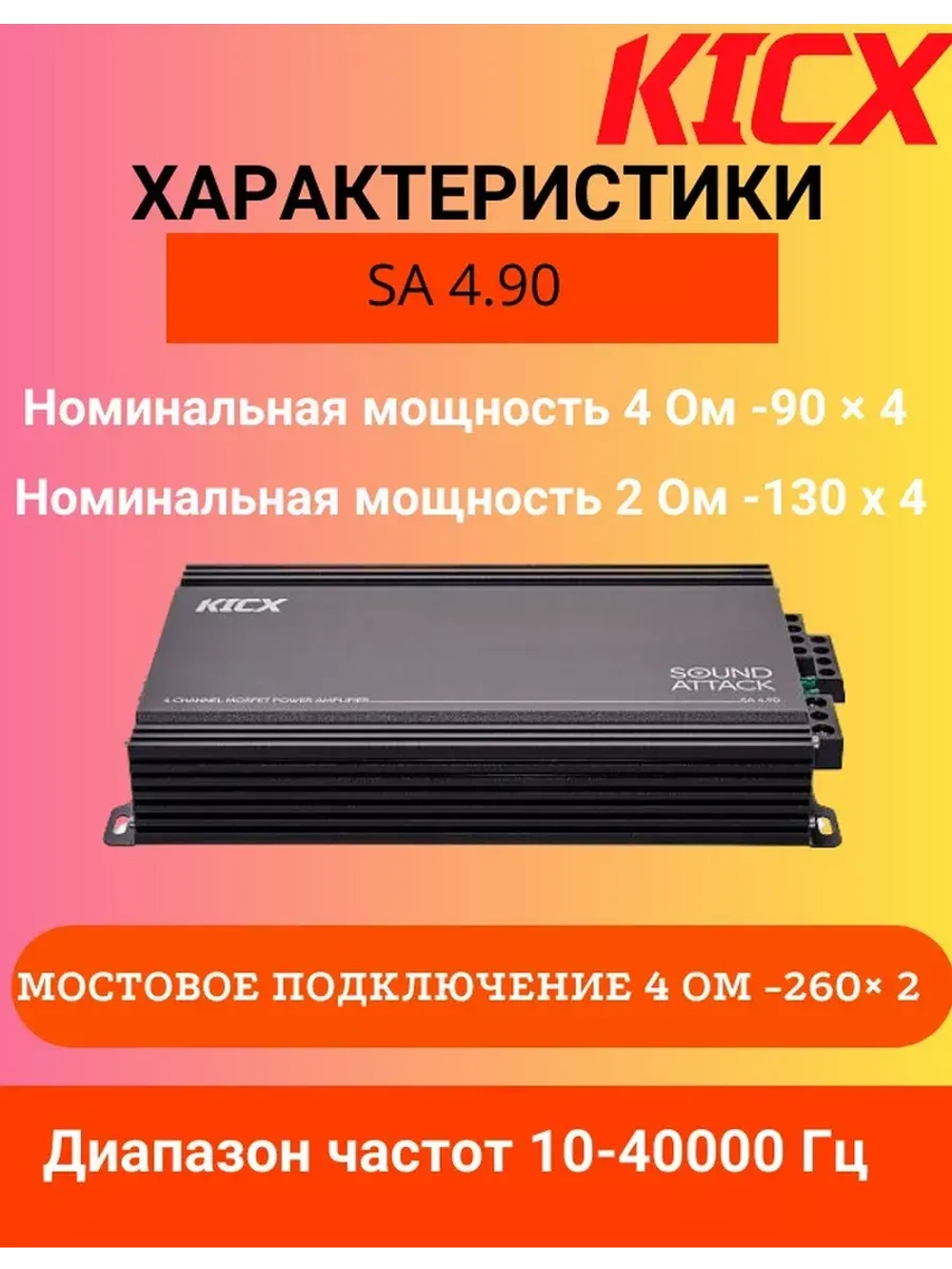 Четырёхканальный автомобильный усилитель SA 4.90