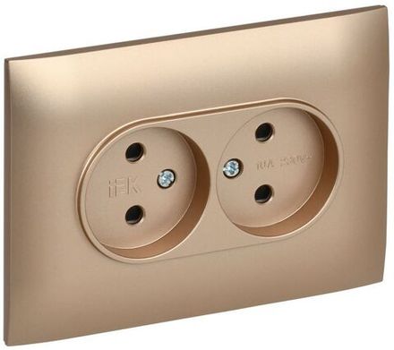 Розетка 2-м SKANDY 10А без заземл. защ. шторки в сборе SK-R09Sa песочн. IEK SK-R23-10-K98-F