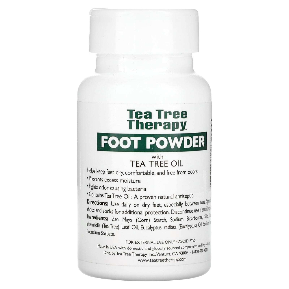 Tea Tree Therapy, Антисептическая пудра для ног с маслом чайного дерева, без запаха, 85 г (3 унции)
