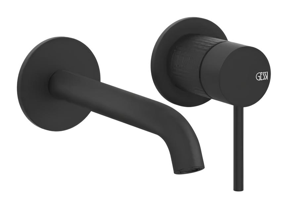 Cмеситель для раковины Gessi316, встраиваемый, настенный, с длинным изливом, без донного клапана, внешние части, цвет Matte Black