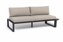 "Тулон" левый модуль, каркас алюминий, HPL "дуб", черный муар, ткань бежевая 15052