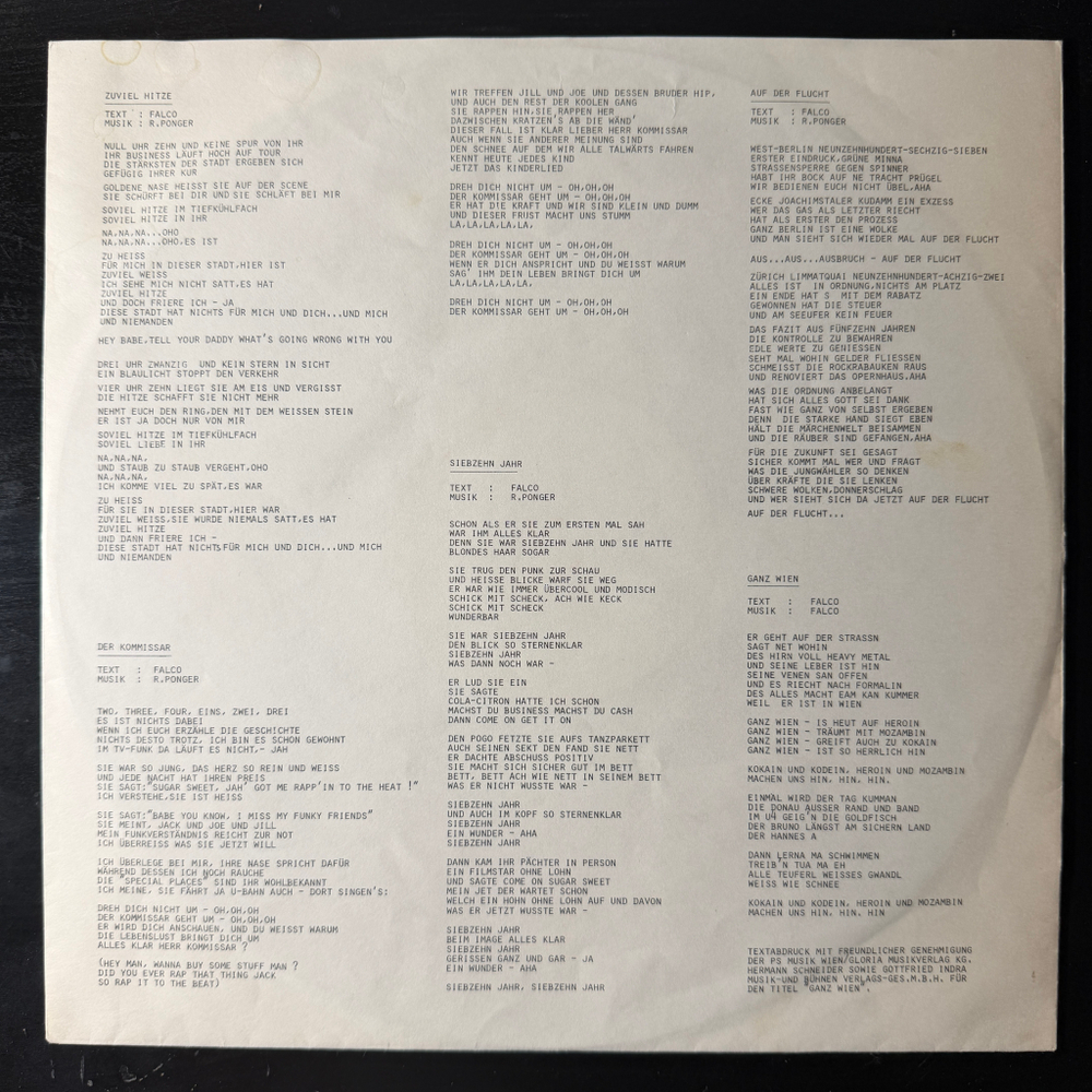 Falco – Einzelhaft (Скандинавия 1982г.)