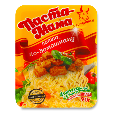 Лапша Паста Мама со вкусом говядины в чашке 90 гр