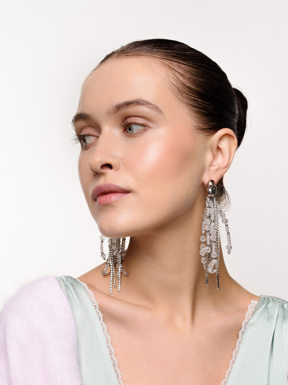 Серьги "Bunch shine" с горным хрусталём Silver