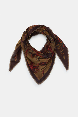 ZARA БАНДАНА С ЦВЕТОЧНЫМ ПРИНТОМ, СВЕТЛО-КОРИЧНЕВЫЙ