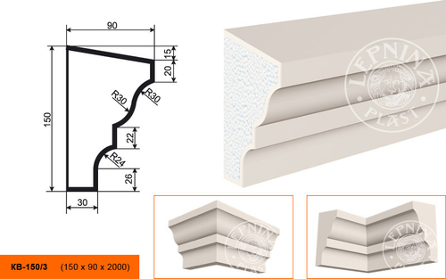 Фасадный декор Lepninaplast Карниз КВ-150/3