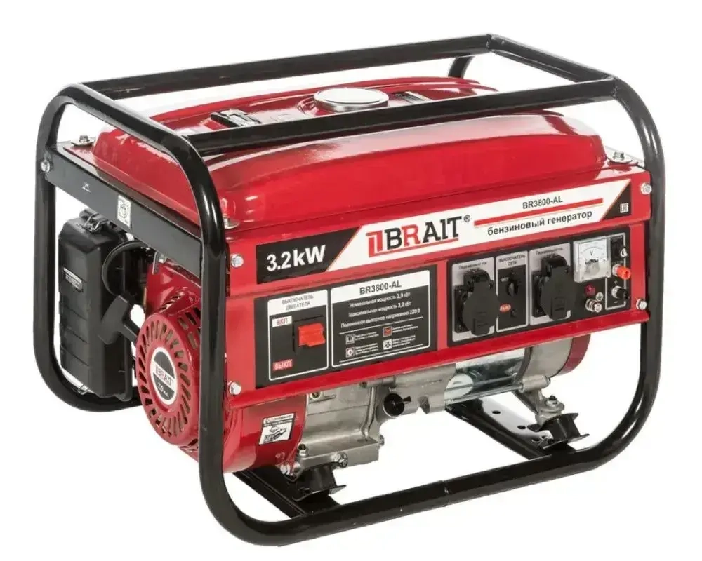 Генератор бензиновый BRAIT BR-3800AL (3,2 кВт, 15 л, 220 В, ручной стартер)