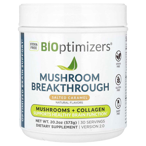 BIOptimizers, Mushroom Breakthrough, гриб с коллагеном, соленая карамель, 573 г (20,2 унции)
