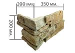 Натуральный камень Кварцит мультиколор, наружный угол Pharaon 200x350x200x20-40 Грубый камень