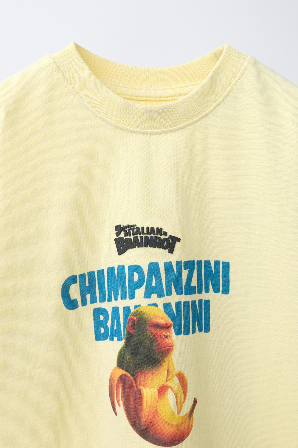 ZARA ФУТБОЛКА С ПРИНТОМ SIX SEVEN SKIFIDOL ITALIAN BRAINROT™, ЖЕЛТЫЙ