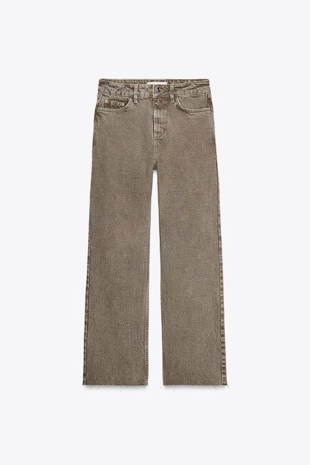 ZARA ДЖИНСЫ С ВЫСОКОЙ ПОСАДКОЙ Z1975 STRAIGHT ANKLE LENGTH, КОРИЧНЕВЫЙ С МЕЛАНЖЕВЫМ ЭФФЕКТОМ