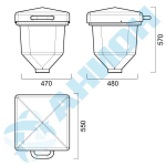Бункер 45 л с патрубком d 118 / 108 мм Анион 45 л. конусный (550x470x570см;синий) - арт.559503