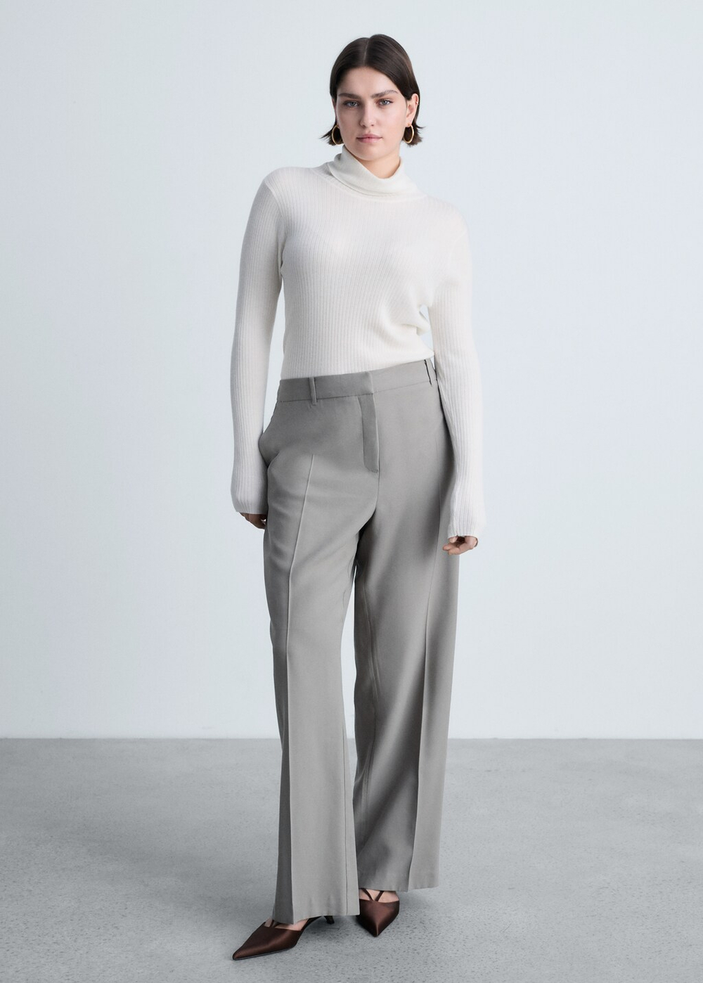 Джемпер из смесовой шерсти с воротником с отворотом