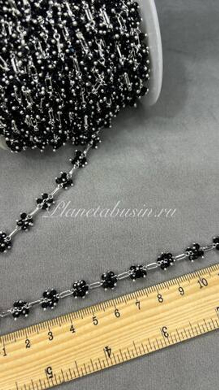 Цепь люкс (Корея) с хрустальным черным стеклом 1570