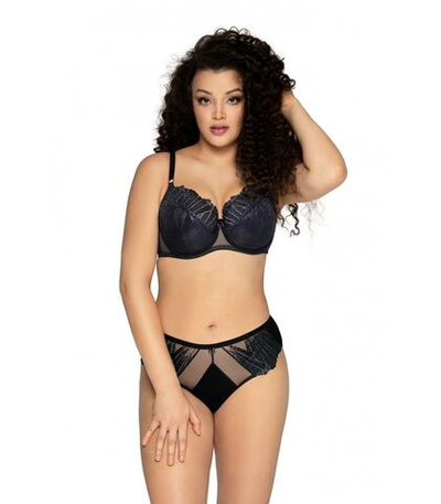 Бюстгальтер с шитой чашкой с вышивкой блестящей нитью (Размер: 75E) (Цвет: черный)