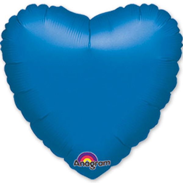 Шар сердце Металлик голубой 45см