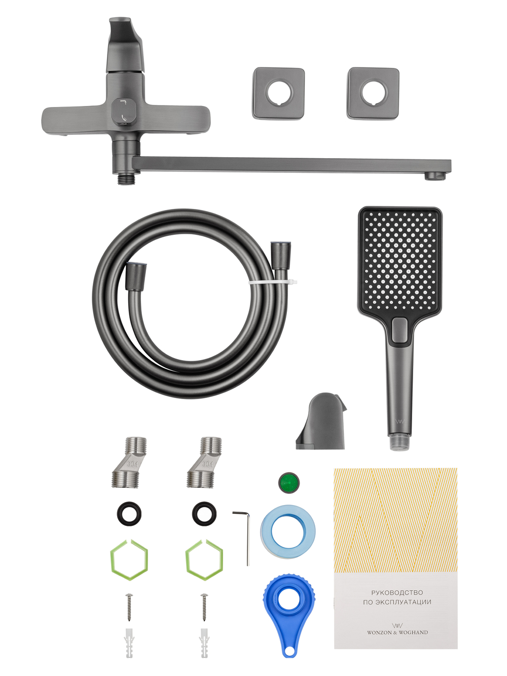 Смеситель для ванны WONZON & WOGHAND FLEX, Темный графит (WW-639906-BGM)