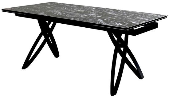 Стол PALERMO 180 TL-128 Испанская керамика черный контрастный мрамор / черный каркас
