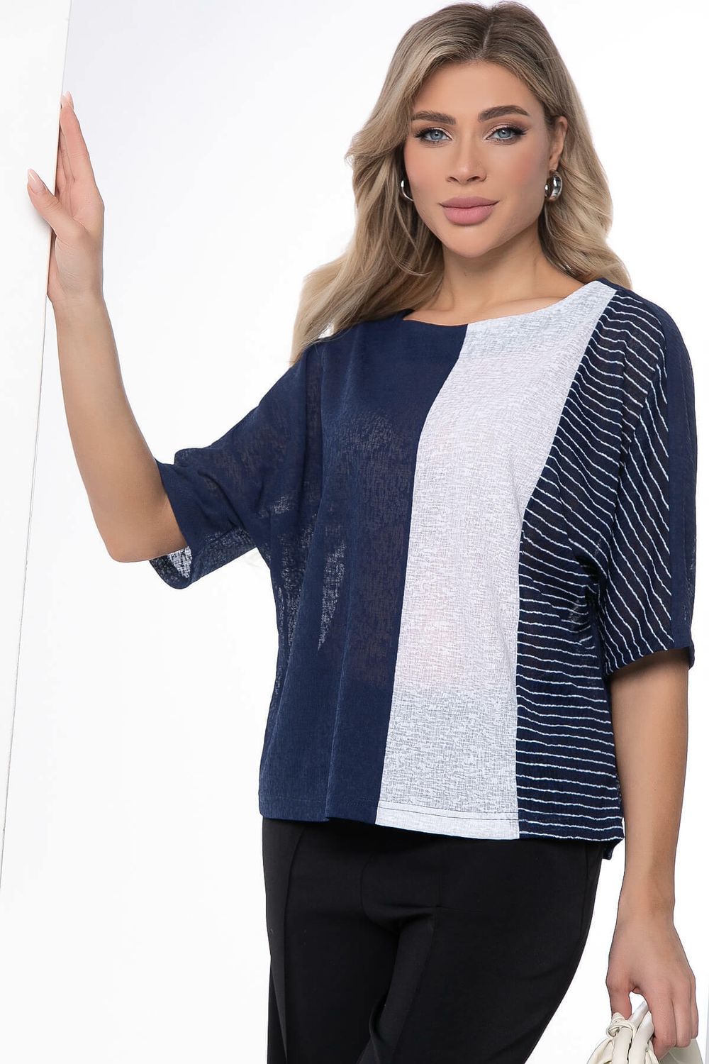Блуза "Стильный замысел" (сине-белая) Б9039 LT Collection