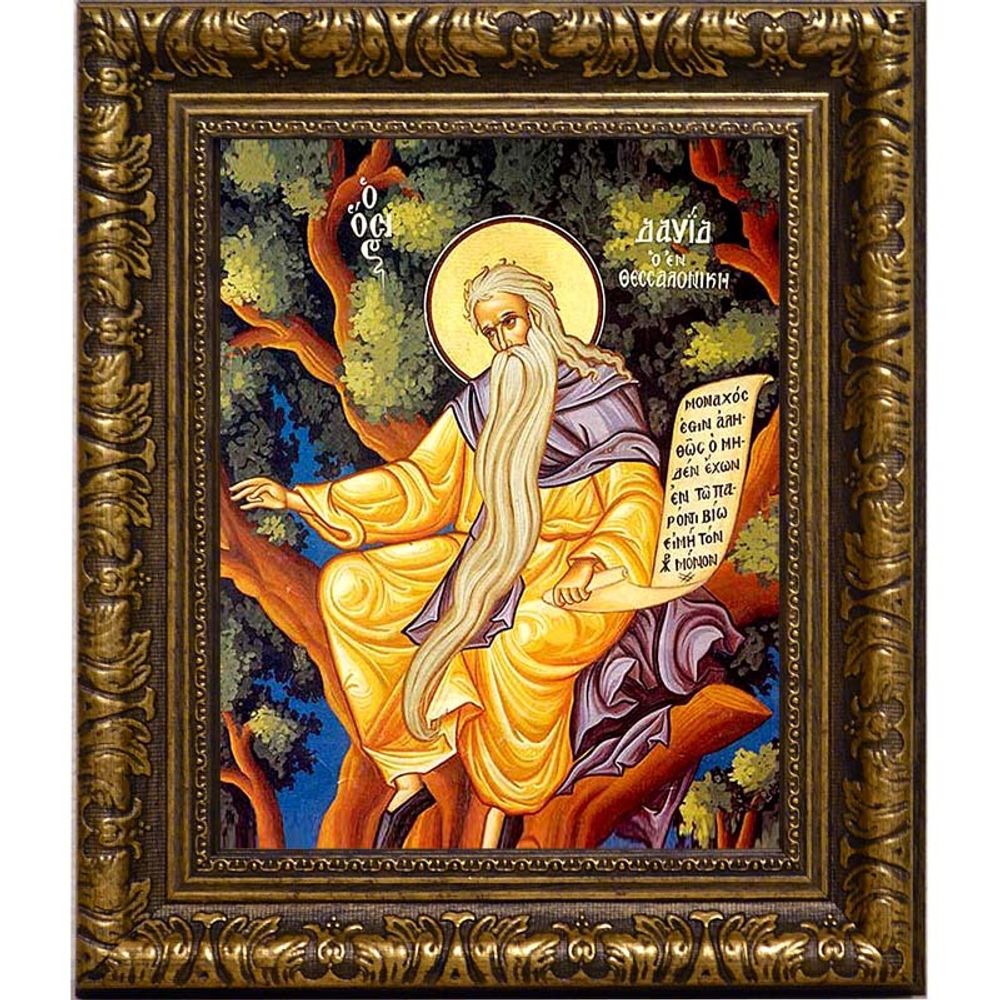 Давид Солунский (Фессалоникийский) Преподобный,  отшельник. Икона на холсте.