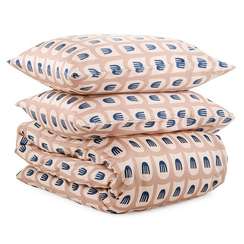 Комплект постельного белья полутораспальный из сатина бежево-розового цвета с принтом "Blossom Time", Cuts&Pieces