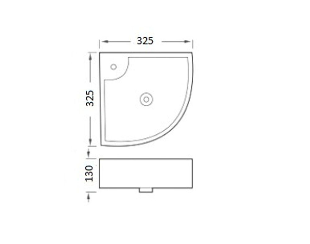 Раковина подвесная угловая AQUATEK AQ5166A-00 325*325*130 мм, универсальная установка