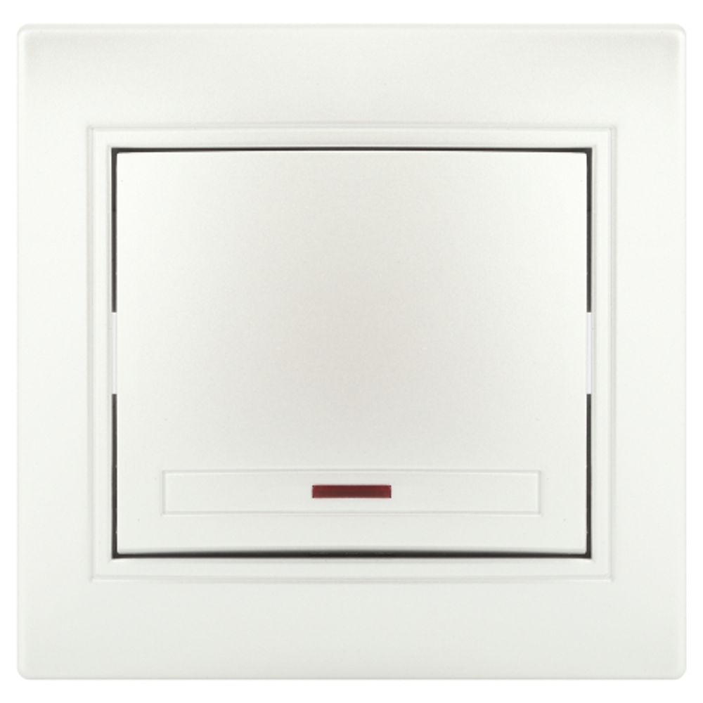 Выключатель Intro Plano 1-102-06 одноклавишный с подсветкой, 10А-250В, IP20, СУ, перламутр