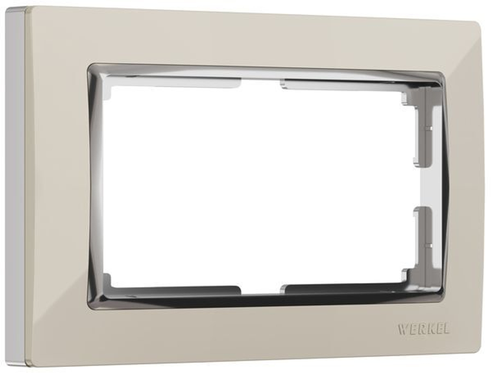 Рамка для двойной розетки Snabb слоновая кость/хром