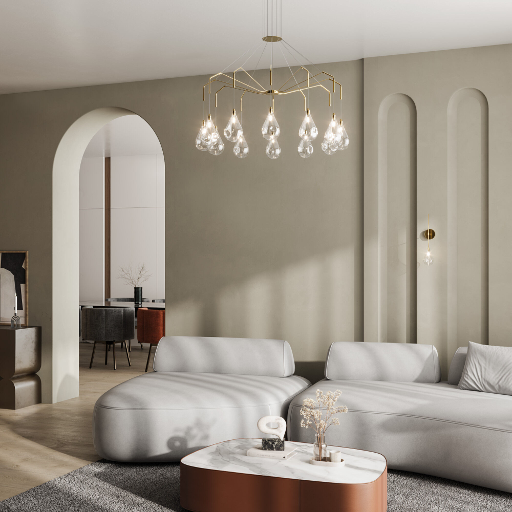 Умная подвесная люстра со стеклянными плафонами 201002/12