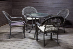 Садовый комплект из искусственного ротанга Мэдисон НЬЮ (Medison NEW) стол круглый D90 + 4 кресла с подушками на сиденье