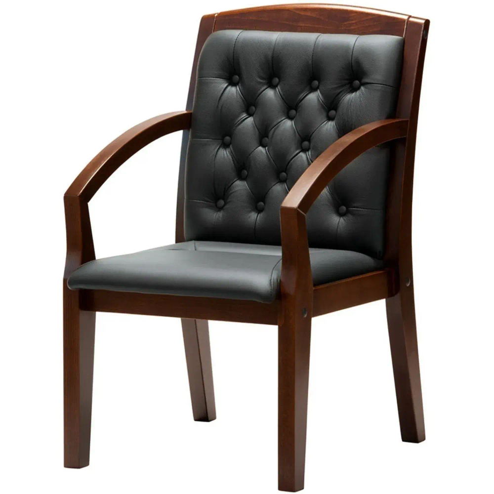 Конференц-кресло Zurich D черн.кожа+к/з/дерево т.орех