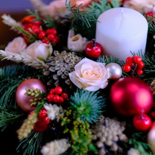 Купить Уютная новогодняя композиция #712 со свечой