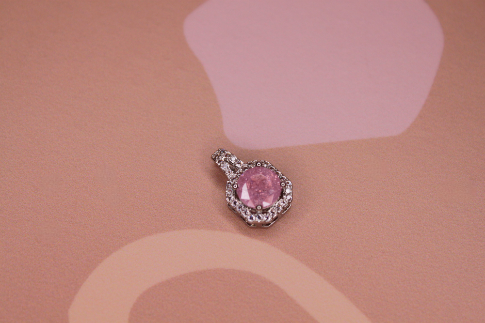 Подвеска кристалл 17х11 мм розовая