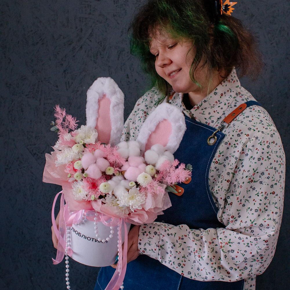 163. Милая весенняя коробка с ушками и вербой